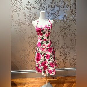 Ruby Pink Floral Halter Dress — Size M